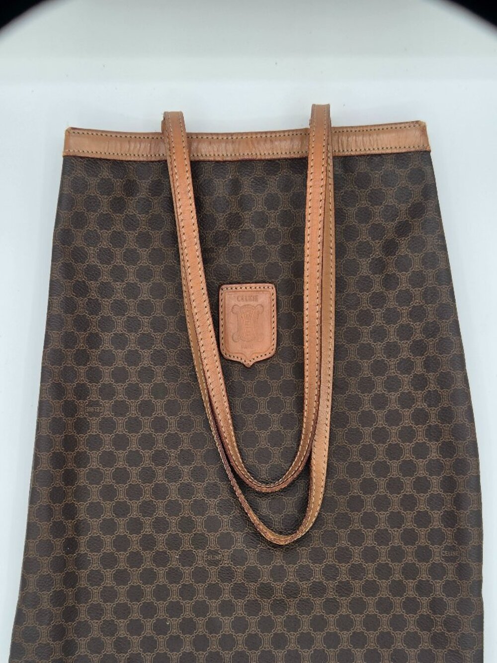 Celine Macadam Tote Bag | Vintage Brown PVC & Tan Leather Shoulder Bag | Authent